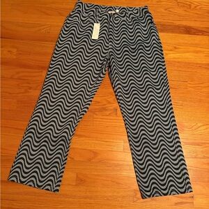 Urban Outfitters Black and Gray Wave Pattern Wide Leg Pants